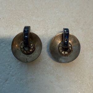 Silver and Blue Round Earrings